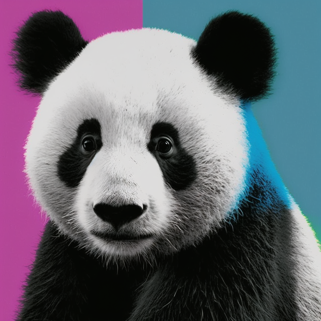 A cute panda by Andy Warhol --v4