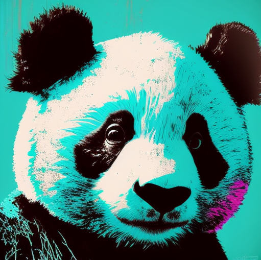 An Andy Warhol painting depicting a cute panda --v4