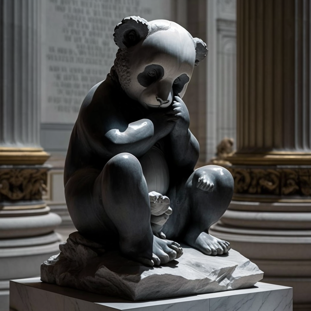 Michelangelo's sculpture depicting a cute panda --v4