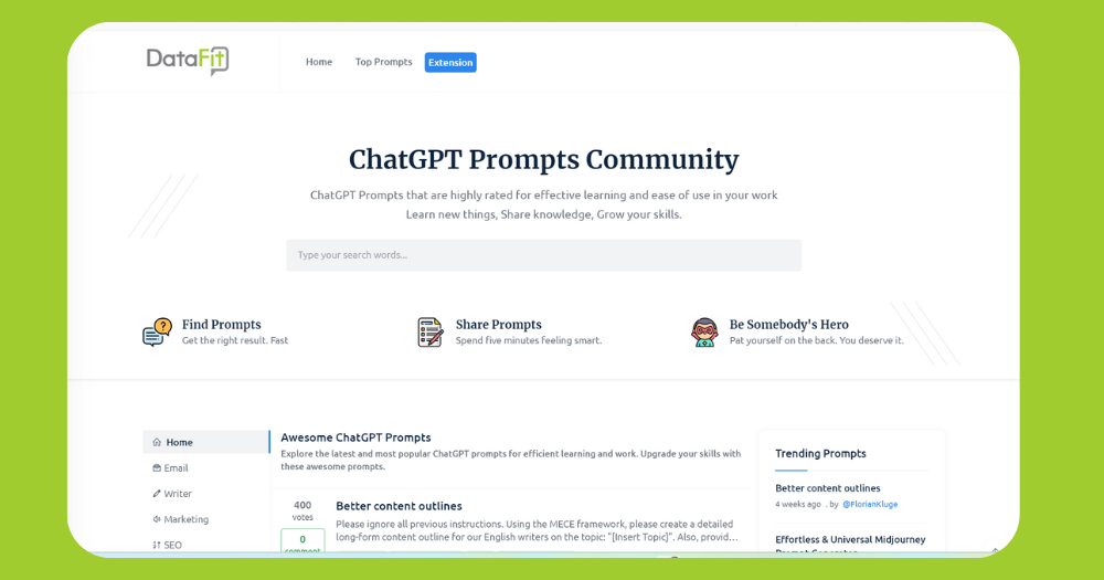 Write Better ChatGPT Prompts with Datafit